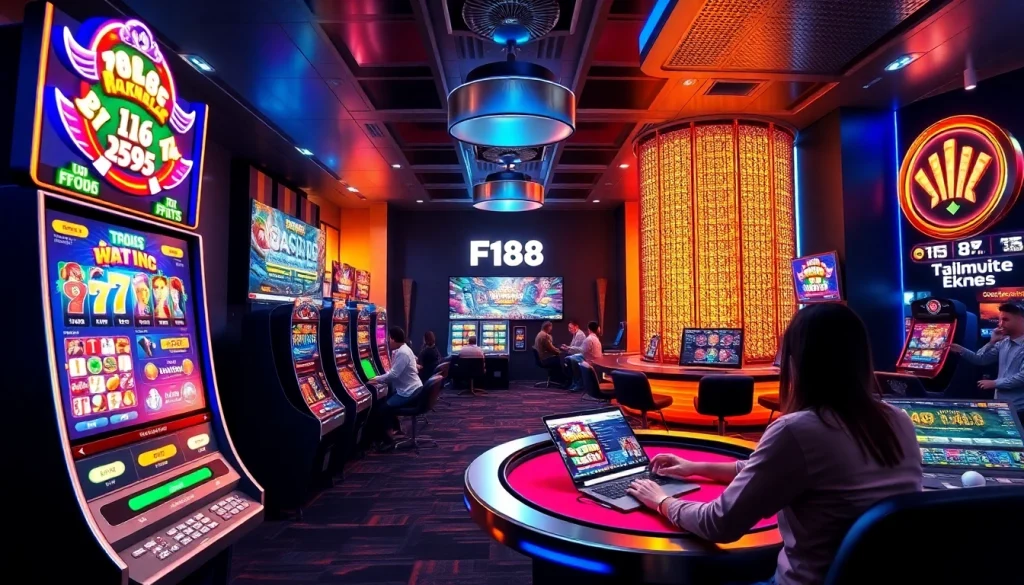 Experience the thrilling world of online gambling at ลิงก์ F168 with vibrant digital gaming scenes.