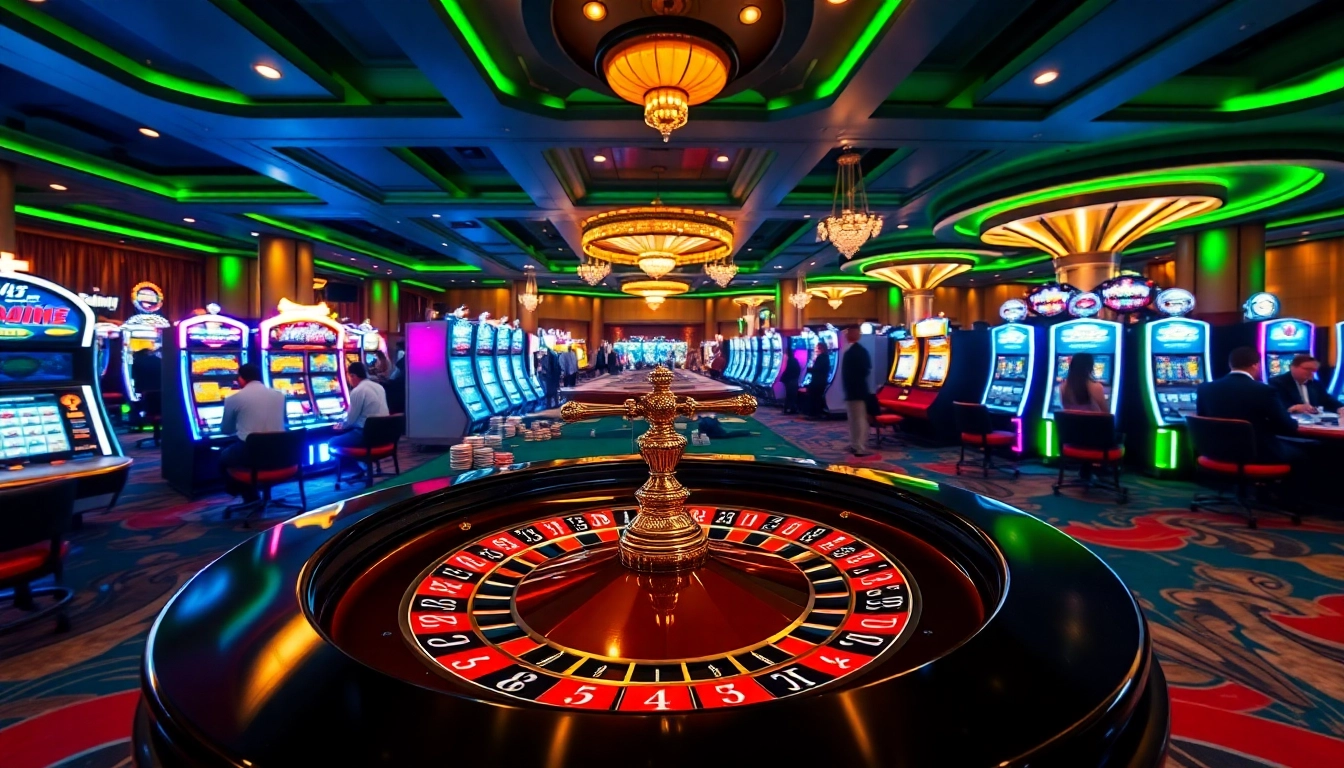 Players enjoying thrilling games at THABET casino with vibrant tables and elegant atmosphere.