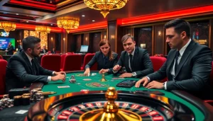 Tham gia trò chơi cược cao với ứng dụng Bet VIP giữa nền casino sang trọng.