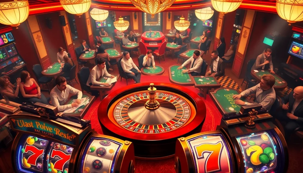 Birutoto players engaged at a roulette wheel in a vibrant casino setting, exuding excitement.