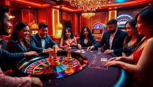 Experience thrilling gameplay at https://rr88.wales/ with an immersive casino atmosphere, featuring excited players at a roulette table.