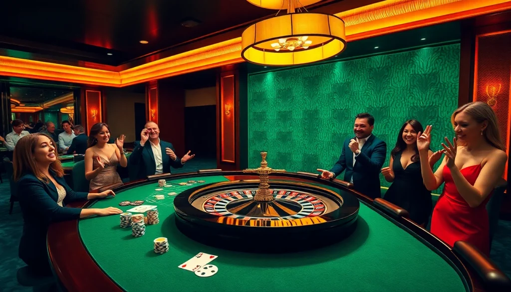 Gamblers enjoying a thrilling 888b online experience at a stylish casino table.