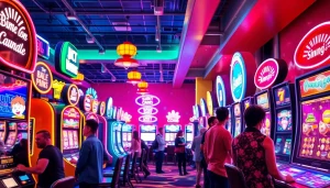 Main menu of walettoto dengan slot games yang menarik dan pemain yang bersemangat.