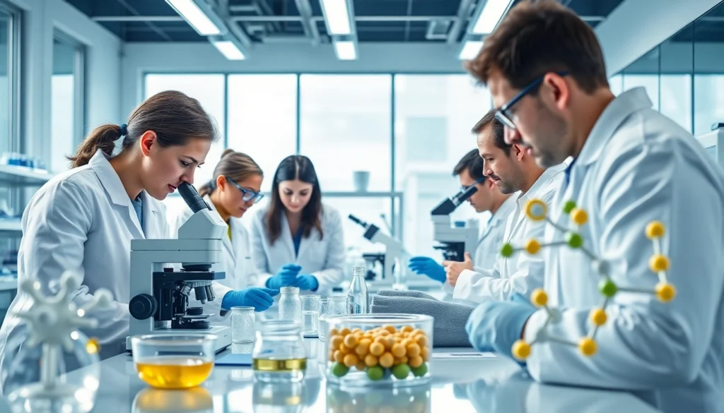 WIN55 cannabinoid research in a modern lab with diverse scientists.