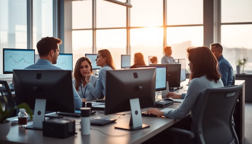 Trucking Dispatch Company experts coordinating efficiently in a well-lit office space.