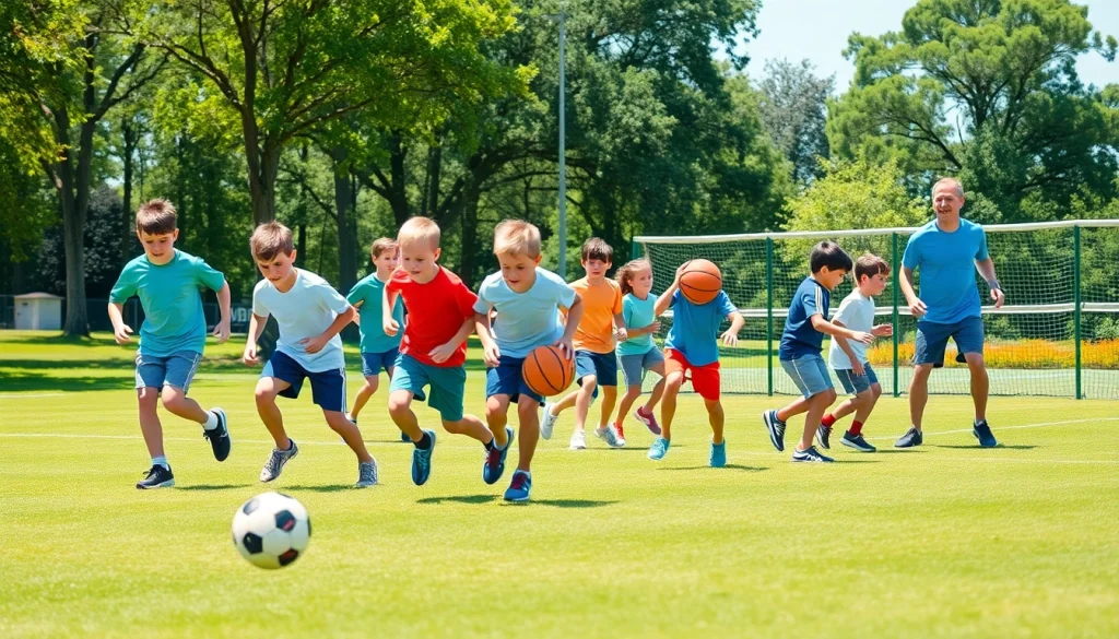 Boys engaging in various sports at Multi Sports Camps for Boys, showcasing teamwork and excitement.