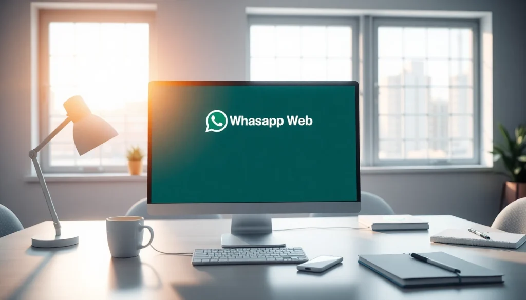 桌面上 WhatsApp Web 的生动画面，展示高效的沟通设置。