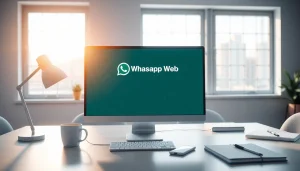 桌面上 WhatsApp Web 的生动画面，展示高效的沟通设置。