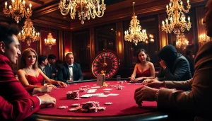 High-stakes poker scene showcasing the hidden wiki connections in a luxurious casino atmosphere.