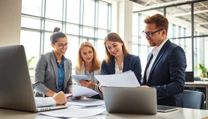 Experts from an extended warranty company advising clients with detailed plans and datasets.