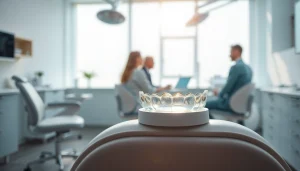 DPEARL 口コミ showcasing a modern dental clinic experience with a transparent mouthpiece.