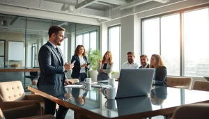 Empowering session with a business coach in Los Angeles inspiring a team.