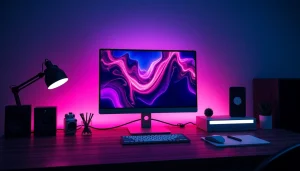 AI NSFW image generation tool in a modern workspace setting, showcasing creative digital art.