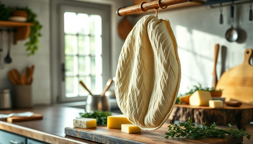 Kaasdoek mooi uitgelicht in een gezellige keuken, ideaal om kaas te laten uitlekken.