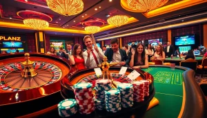 Experience the thrill of winning at thabet vegas with vibrant casino tables and players in action.