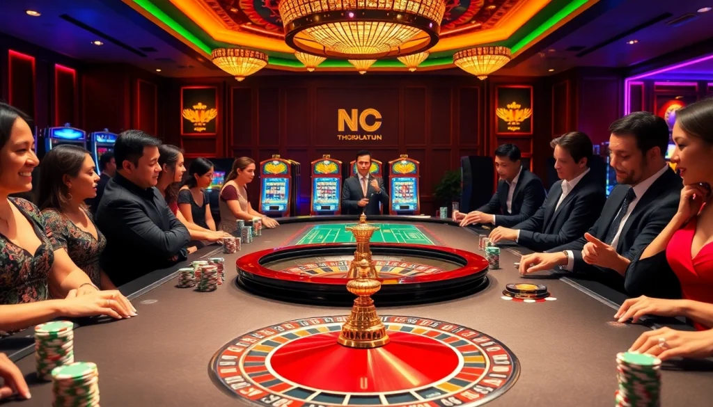 Pemain menikmati permainan rolet yang mendebarkan di kasino, dengan dekor bertema Datukwin meningkat sensasi.