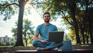 Entrepreneurs break through mindful resting in a serene park setting