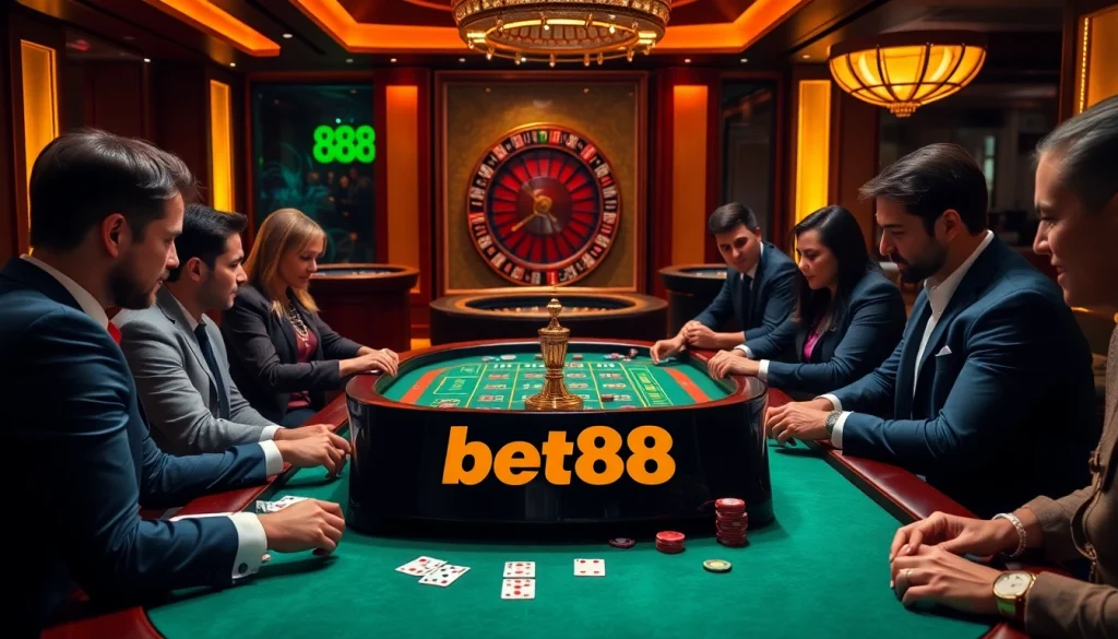 Experience the thrill at the Bet88 casino table with vibrant games and lively atmosphere.