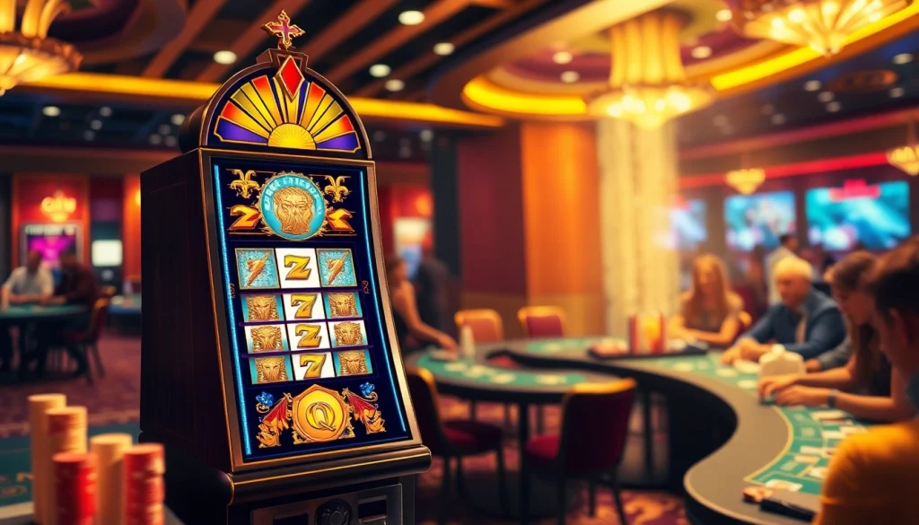 Rasakan gameplay mendebarkan pada mesin slot Zeus di tengah suasana kasino yang meriah.