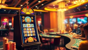 Rasakan gameplay mendebarkan pada mesin slot Zeus di tengah suasana kasino yang meriah.