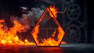 Understand the fire tetrahedron's key components in this detailed illustration highlighting fire safety.