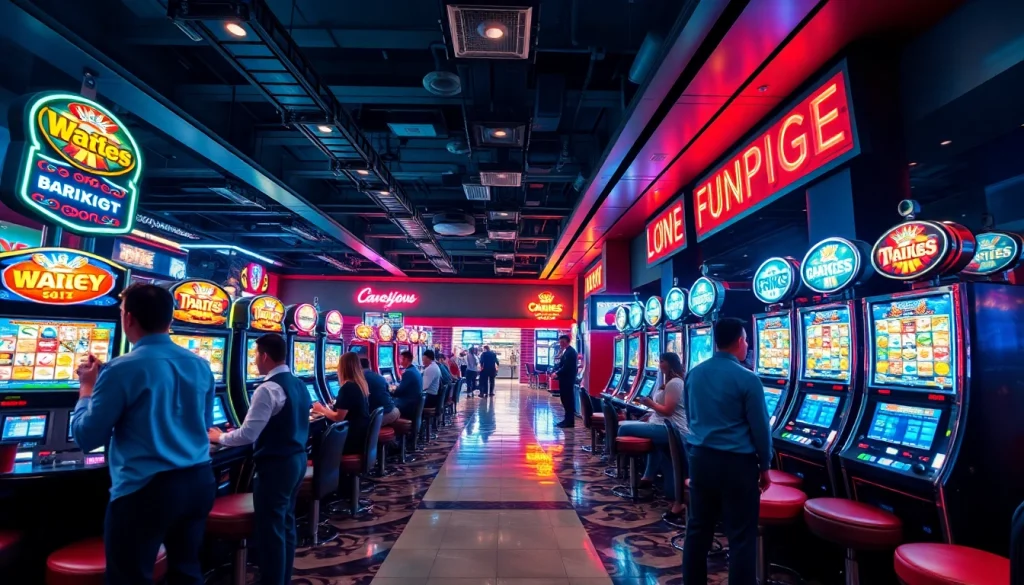 Menangkan game slot deposit 1000 di kasino dengan mesin slot yang berwarna-warni.