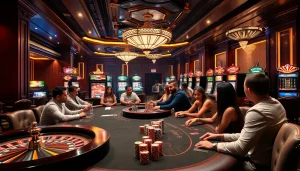 Gamblers strategizing at a high-stakes poker table, featuring hidden wiki tor elements.