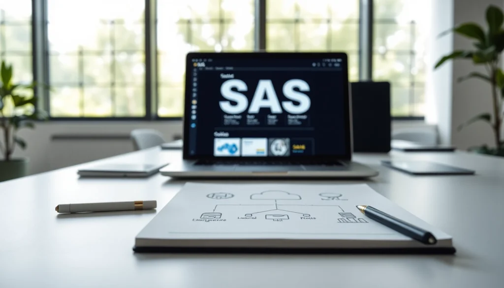 Showcase of a SaaS workspace highlighting modern elements and cloud applications.