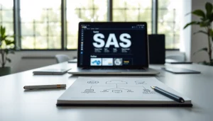 Showcase of a SaaS workspace highlighting modern elements and cloud applications.