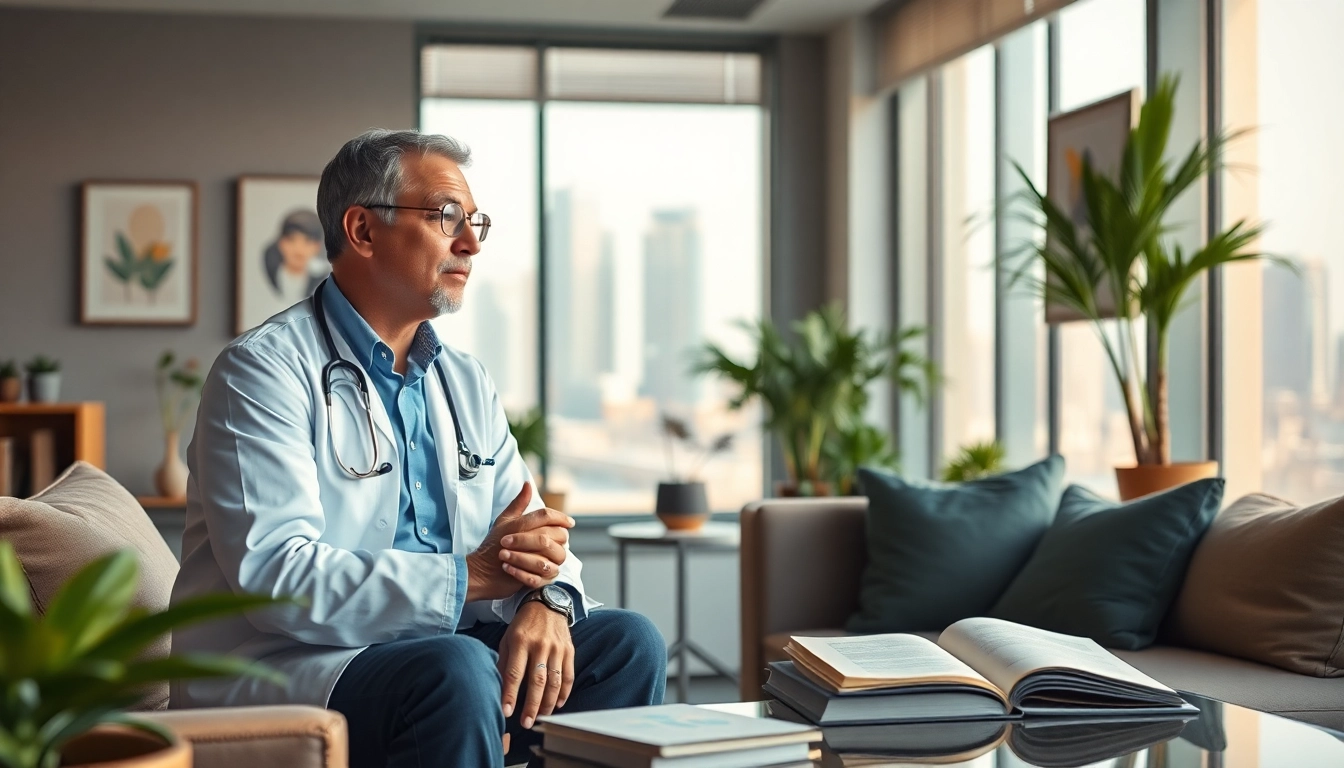 Psychiatrists in dubai providing compassionate support in a serene office setting.