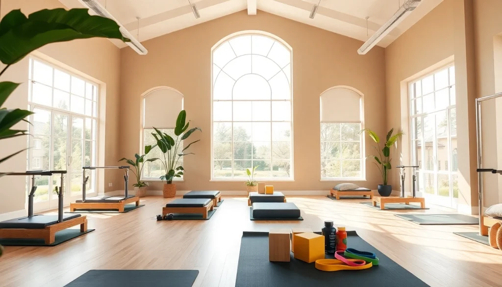 マシンとマットを備えた静かなピラティススタジオ。ウェルネスを追求する人々のための ピラティス おすすめ を提唱