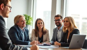 Betriebsrat Beratung in a modern office showing professionals collaborating effectively.
