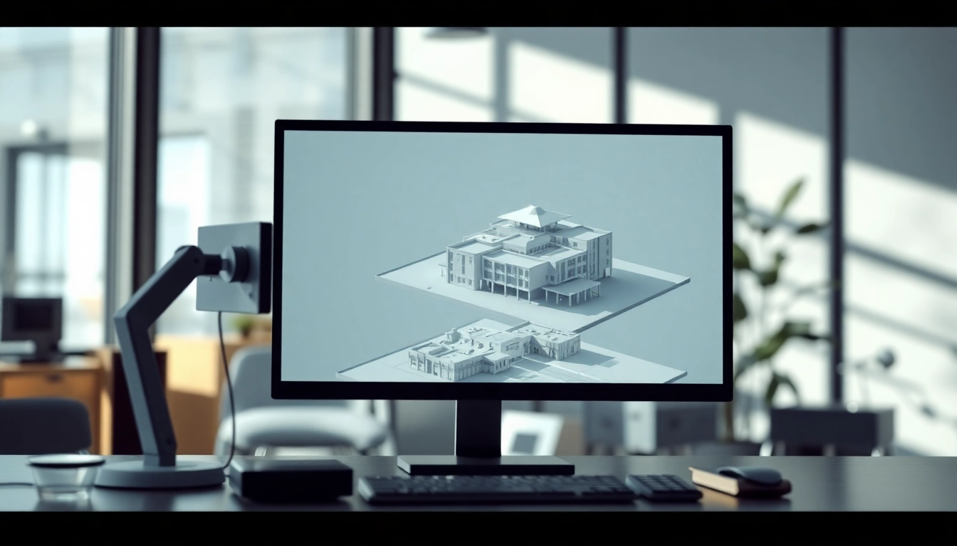 3D Visualisierung erstellen in einem modernen Büro mit hochmodernen Design-Tools