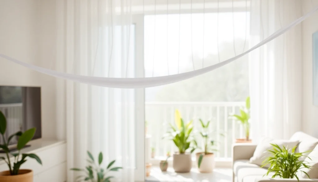 Zainstalowana moskitiery na drzwi balkonowe w nowoczesnym wnętrzu, które zapewnia komfort.