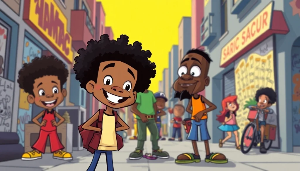 Celebrating African American Cartoons with vibrant characters from iconic animations.