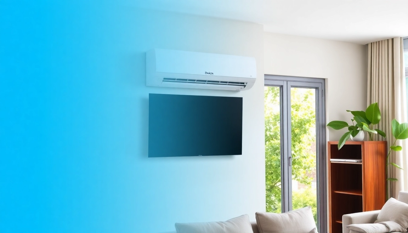 Install a Daikin mini split ac in a stylish modern room showcasing its efficient design.